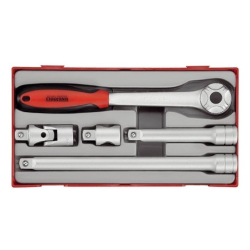 Grzechotka 1/2" w zestawie z przedłużkami i przegubami Teng Tools